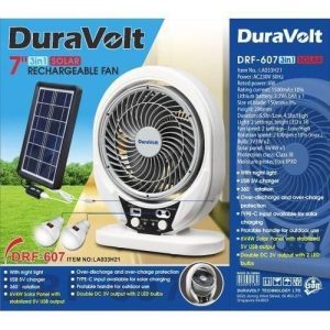 Solar Fan With Free Bulbs 7"inches Duravolt